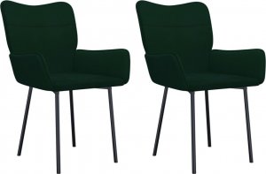 vidaXL vidaXL Krzesła stołowe, 2 szt., ciemnozielone, obite aksamitem 2