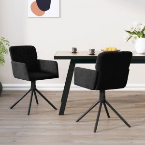 vidaXL vidaXL Obrotowe krzesła stołowe, 2 szt., czarne, aksamitne 1