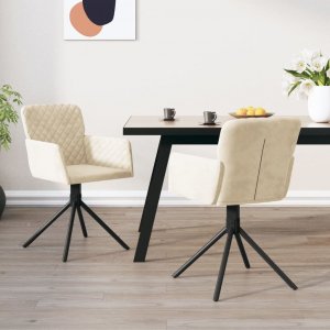 vidaXL vidaXL Obrotowe krzesła stołowe, 2 szt., kremowe, aksamitne 1