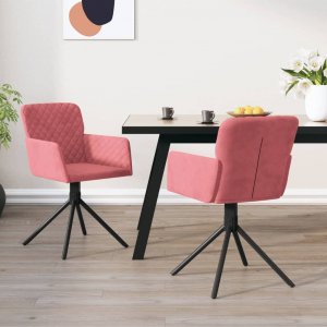 vidaXL vidaXL Obrotowe krzesła stołowe, 2 szt., różowe, aksamitne 1