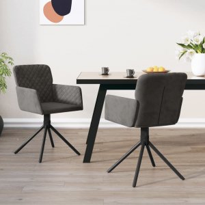vidaXL vidaXL Obrotowe krzesła stołowe, 2 szt., ciemnoszare, aksamitne 1
