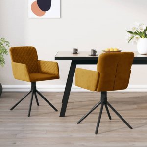 vidaXL vidaXL Obrotowe krzesła stołowe, 2 szt., brązowe, aksamitne 1