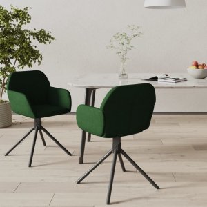 vidaXL vidaXL Obrotowe krzesła stołowe, 2 szt, ciemnozielone, obite aksamitem 1
