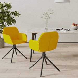 vidaXL vidaXL Obrotowe krzesła stołowe, 2 szt., żółte, obite aksamitem 1