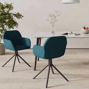 vidaXL vidaXL Obrotowe krzesła stołowe, 2 szt., niebieskie, obite aksamitem 1