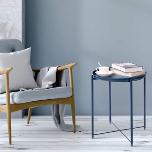 OEM Stolik okrągły metalowy w stylu Loft - ciemnoniebieski 2