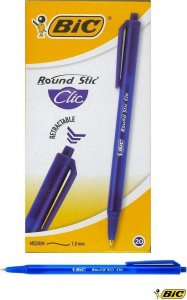 Bic Długopis Round Stic Clic niebieski (20szt) BIC 1