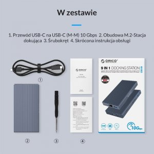 Stacja/replikator Orico NVMe z portami USB-A, HDMI 4K, USB-C PD 100W (CDH-9N-GY-BP) 7