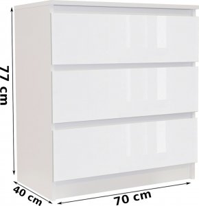 SARA KOMODA COCO 3 SZ, SZAFKA, BIAŁY POŁYSK SARAMEBLE 2