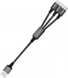 Kabel USB 4smarts 4smarts 3in1 Kabel ForkCord 20cm textil, schwarz 1