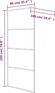 vidaXL vidaXL Ścianka prysznicowa, czarna, 90x195 cm, mrożone szkło ESG 7