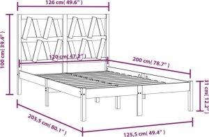 vidaXL vidaXL Rama łóżka, lite drewno sosnowe, 120x200 cm 6