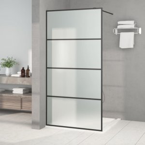 vidaXL vidaXL Ścianka prysznicowa, czarna, 100x195 cm, mrożone szkło ESG 1