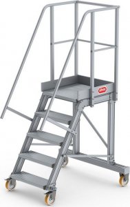 Lero Aluminiowy podest roboczy jezdny (wys. 123 cm, 5 stopni, 4 koła) 1