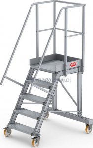 Lero Aluminiowy podest roboczy jezdny (wys. 123 cm, 5 stopni, 4 koła) 3