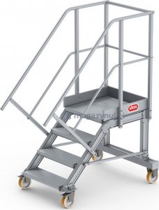 Lero Aluminiowy podest roboczy jezdny (wys. 98 cm, 4 stopnie, 4 koła) 4