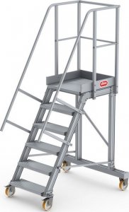 Lero Aluminiowy podest roboczy jezdny (wys. 147 cm, 6 stopni, 4 koła) 1
