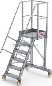 Lero Aluminiowy podest roboczy jezdny (wys. 147 cm, 6 stopni, 4 koła) 8