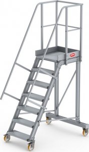 Lero Aluminiowy podest roboczy jezdny (wys. 172 cm, 7 stopni, 4 koła) 1