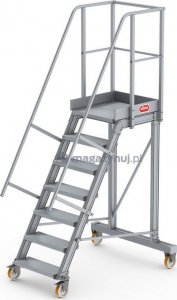 Lero Aluminiowy podest roboczy jezdny (wys. 172 cm, 7 stopni, 4 koła) 8