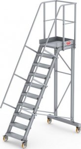 Lero Aluminiowy podest roboczy jezdny (wys. 245 cm, 10 stopni, 4 koła) 1