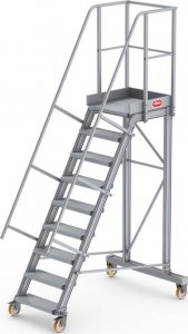 Lero Aluminiowy podest roboczy jezdny (wys. 221 cm, 9 stopni, 4 koła) 1