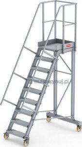 Lero Aluminiowy podest roboczy jezdny (wys. 221 cm, 9 stopni, 4 koła) 5