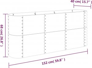 vidaXL vidaXL Donica ogrodowa, malowana proszkowo stal, 152x40x68 cm, srebrna 5