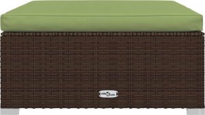 vidaXL vidaXL Podnóżek ogrodowy z poduszką, brązowy, 70x70x30 cm, polirattan 3