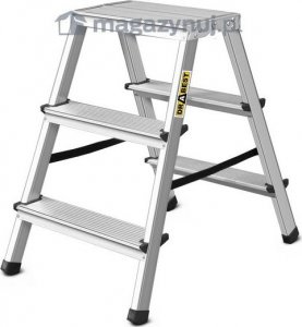DRABEST Drabina aluminiowa, dwustronna, 3 stopnie wytrzymałość: 125-150 kg (wytrzymałość 125 kg) 2