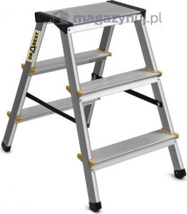 DRABEST Drabina aluminiowa, dwustronna, 3 stopnie wytrzymałość: 125-150 kg (wytrzymałość 125 kg) 5