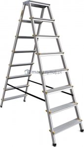 DRABEST Drabina aluminiowa, dwustronna, 8 stopni wytrzymałość: 125-150 kg (wytrzymałość 150 kg) 2