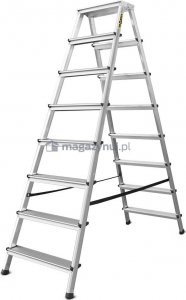 DRABEST Drabina aluminiowa, dwustronna, 8 stopni wytrzymałość: 125-150 kg (wytrzymałość 150 kg) 5