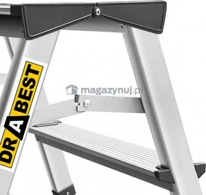 DRABEST Drabina aluminiowa, dwustronna, 8 stopni wytrzymałość: 125-150 kg (wytrzymałość 125 kg) 6