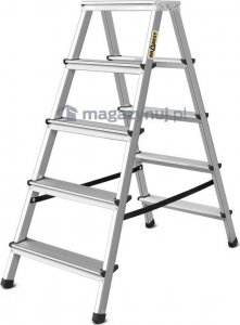 DRABEST Drabina aluminiowa, dwustronna, 5 stopni wytrzymałość: 125-150 kg (wytrzymałość 125 kg) 6
