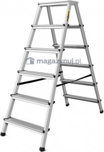 DRABEST Drabina aluminiowa, dwustronna, 6 stopni wytrzymałość: 125-150 kg (wytrzymałość 125 kg) 2