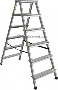 DRABEST Drabina aluminiowa, dwustronna, 6 stopni wytrzymałość: 125-150 kg (wytrzymałość 125 kg) 3