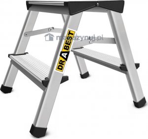 DRABEST Drabina aluminiowa, dwustronna, 2 stopnie, wytrzymałość: 125-150 kg (wytrzymałość 125 kg) 4