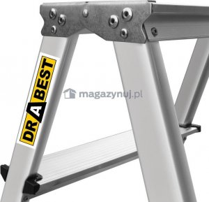 DRABEST Drabina aluminiowa, dwustronna, 2 stopnie, wytrzymałość: 125-150 kg (wytrzymałość 125 kg) 5