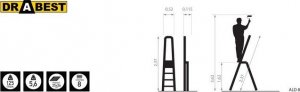 DRABEST Drabina aluminiowa, 8 stopni wytrzymałość: 125-150 kg (wytrzymałość 125 kg) 3