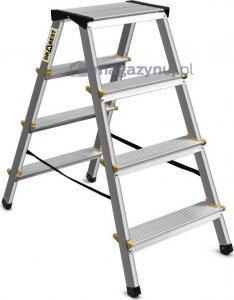 DRABEST Drabina aluminiowa, dwustronna, 4 stopnie wytrzymałość: 125-150 kg (wytrzymałość 125 kg) 8