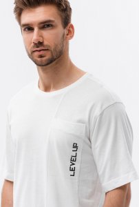 Ombre T-shirt męski bawełniany OVERSIZE - biały S1628 S 2