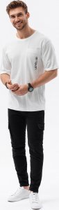 Ombre T-shirt męski bawełniany OVERSIZE - biały S1628 S 3