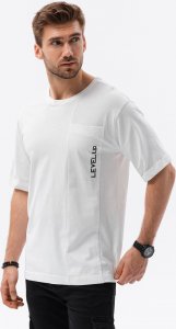 Ombre T-shirt męski bawełniany OVERSIZE - biały S1628 L 1