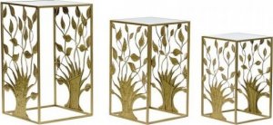 DKD Home Decor Komplet 3 Stolików DKD Home Decor Lustro Drzewo Złoty Metal (3 pcs) (40 x 40 x 70 cm) 1