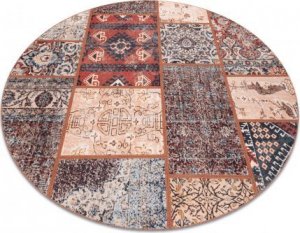 Dywany Łuszczów Dywan ANTIKA ancient rust, koło nowoczesny patchwork, grecki do prania - terakota, koło 200 cm 1