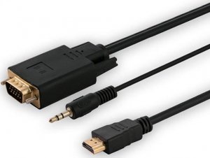 Kabel Savio HDMI - D-Sub (VGA) + Jack 3.5mm 1.8m czarny (SAVKABELCL-104) 1