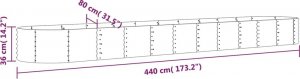 vidaXL Donica ogrodowa, malowana proszkowo stal, 440x80x36 cm, srebrna 6