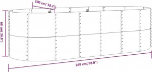 vidaXL Donica ogrodowa, malowana proszkowo stal, 249x100x68 cm srebrna 6