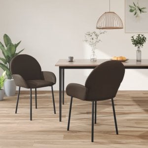 vidaXL Krzesła stołowe, 2 szt., brązowe, obite sztuczną skórą 1